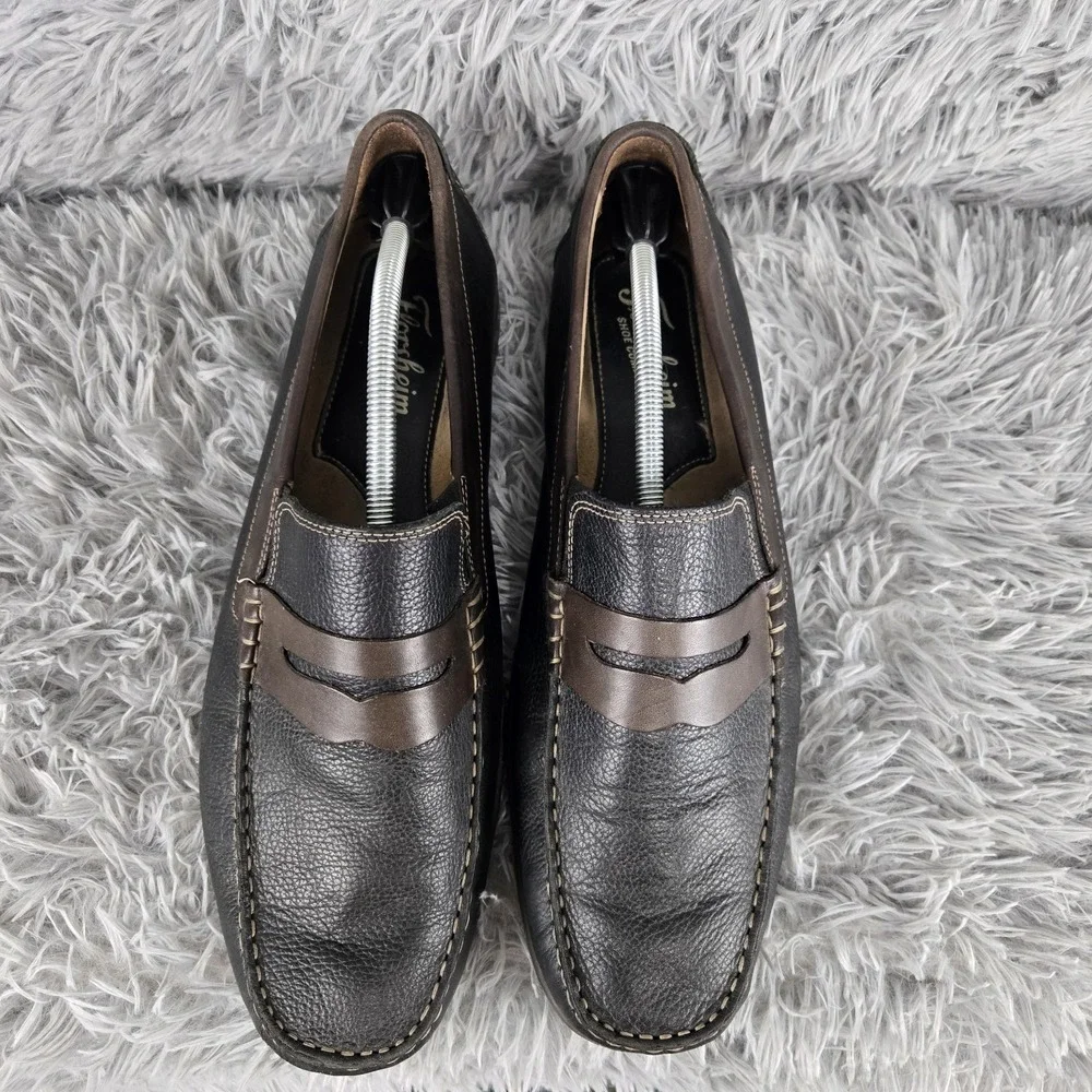 Florsheim Mens 13 Black Brown Leather Penny Loafer Driving Mocs‎ 13324